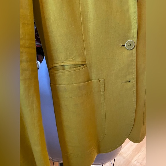 Linen blazer in bright yellow multiple pockets - Picture 4 of 11
